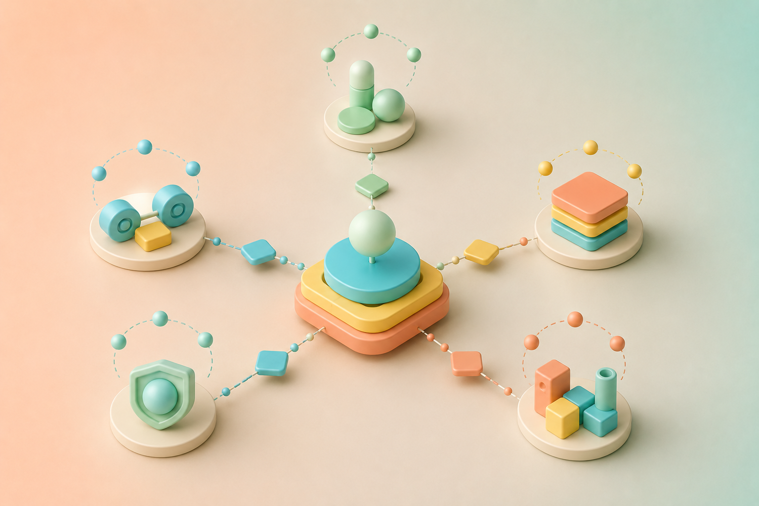 Vertical Intelligence — one central core radiating into multiple industry modules